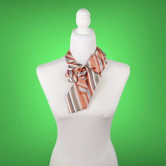 Fall Orange Ascot - Striped Silk Scarf - Unisex Accessories - Picture 1 of 6